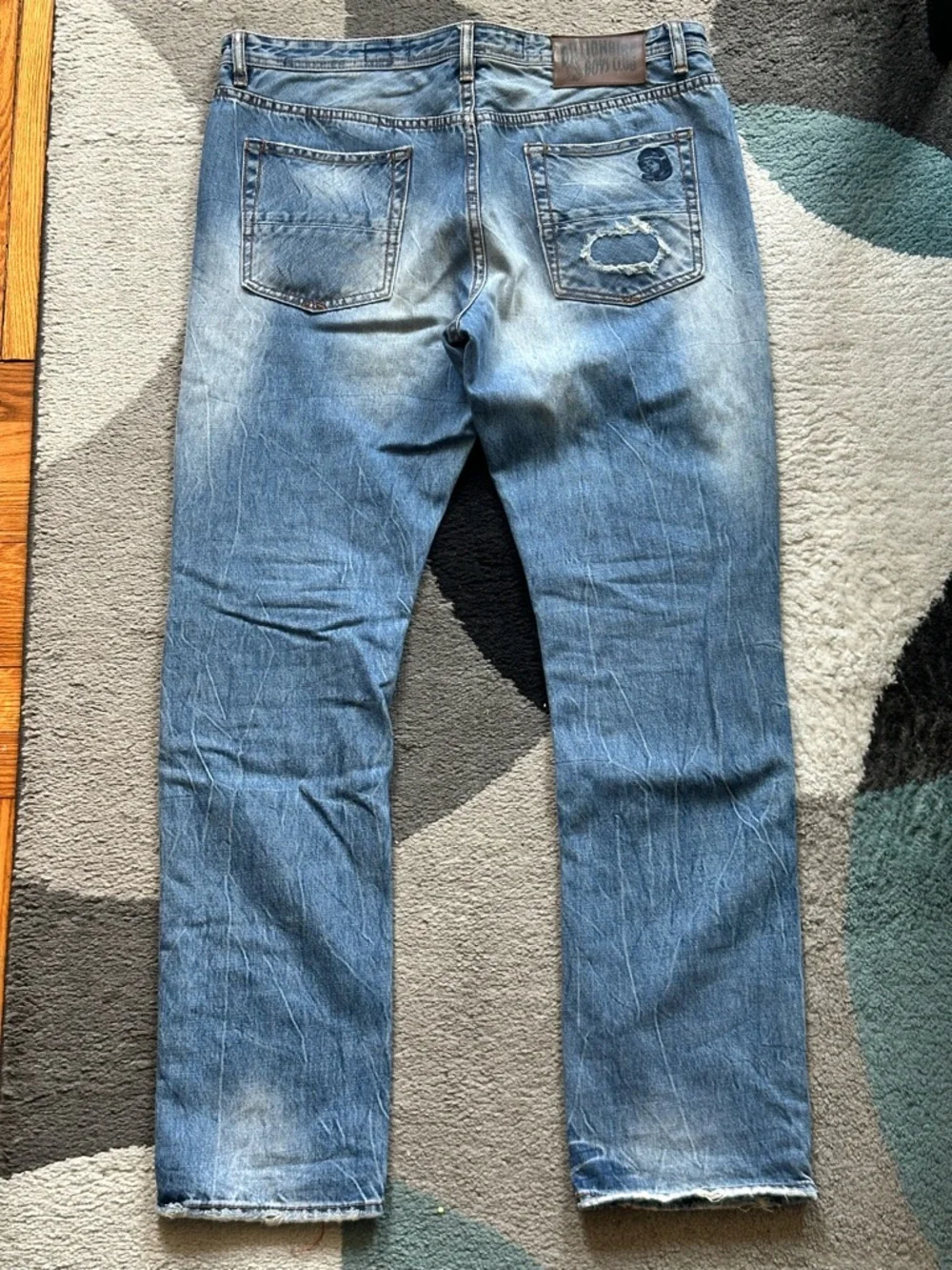 Billionaire Boys Club Faded Light Blue Straight Jeans with Pocket Distress - Picture 3 of 3